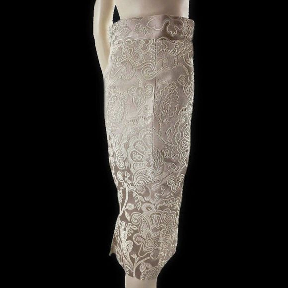 TEMPERLEY LONDON Champagne Floral Pattern Pencil Skirt 6 - Picture 4 of 5